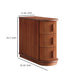 Lixy Side End Table |Narrow 24’’ 3 Oval Drawers Solid Brown Wood BM336946