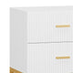 Aez Nightstand | 2 Drawers | White Wood | Gold Metal Legs Bar Handles BM336948