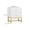 Aez Nightstand | 2 Drawers | White Wood | Gold Metal Legs Bar Handles BM336948