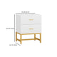 Aez Nightstand | 2 Drawers | White Wood | Gold Metal Legs Bar Handles BM336948