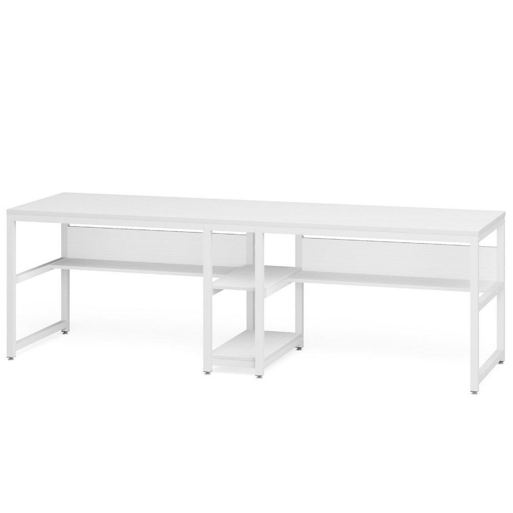 Gizy Double Computer Desk | 79’’ | Open Shelves | White Metal Legs BM336949
