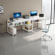 Gizy Double Computer Desk | 79" | Open Shelves | White Metal Legs