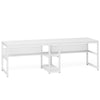 Gizy Double Computer Desk | 79" | Open Shelves | White Metal Legs
