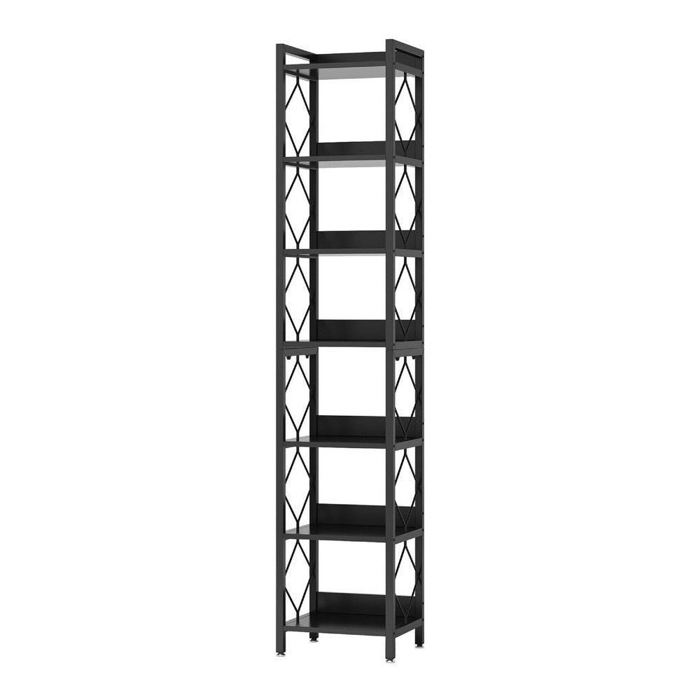 Nety 7 Tier Corner Display Shelf | 79’’ Tall| Diamond Pattern | Black BM336950