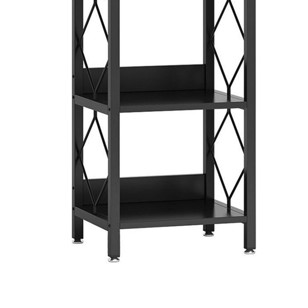 Nety 7 Tier Corner Display Shelf | 79’’ Tall| Diamond Pattern | Black BM336950