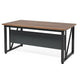 Tibe Computer Desk | 55’’ Rectangle Top | Brown Wood Black Metal Legs BM336951