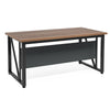 Tibe Computer Desk | 55" Rectangle Top | Brown Wood Black Metal Legs