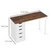 Computer Desk w 5 Drawers and White Metal Legs | 47’’ Brown Wood Top BM336952