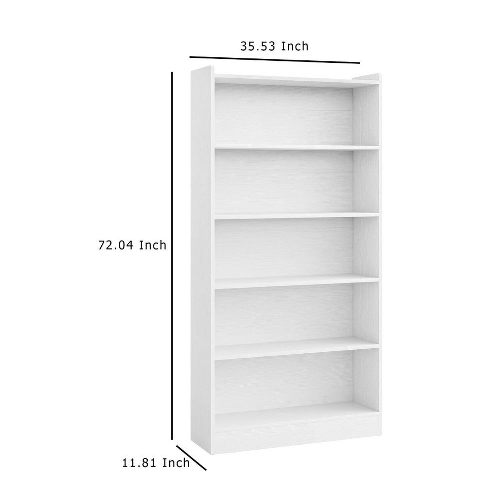Modern Bookcase with 6 Tier Open Display Shelves | White Melamine BM336953