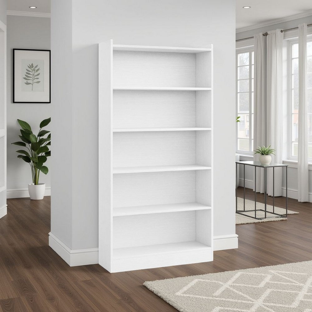 Modern Bookcase with 6 Tier Open Display Shelves | White Melamine