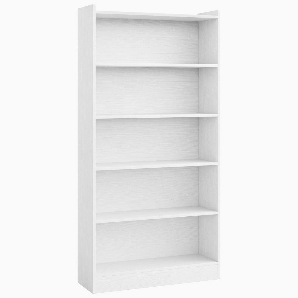 Modern Bookcase with 6 Tier Open Display Shelves | White Melamine