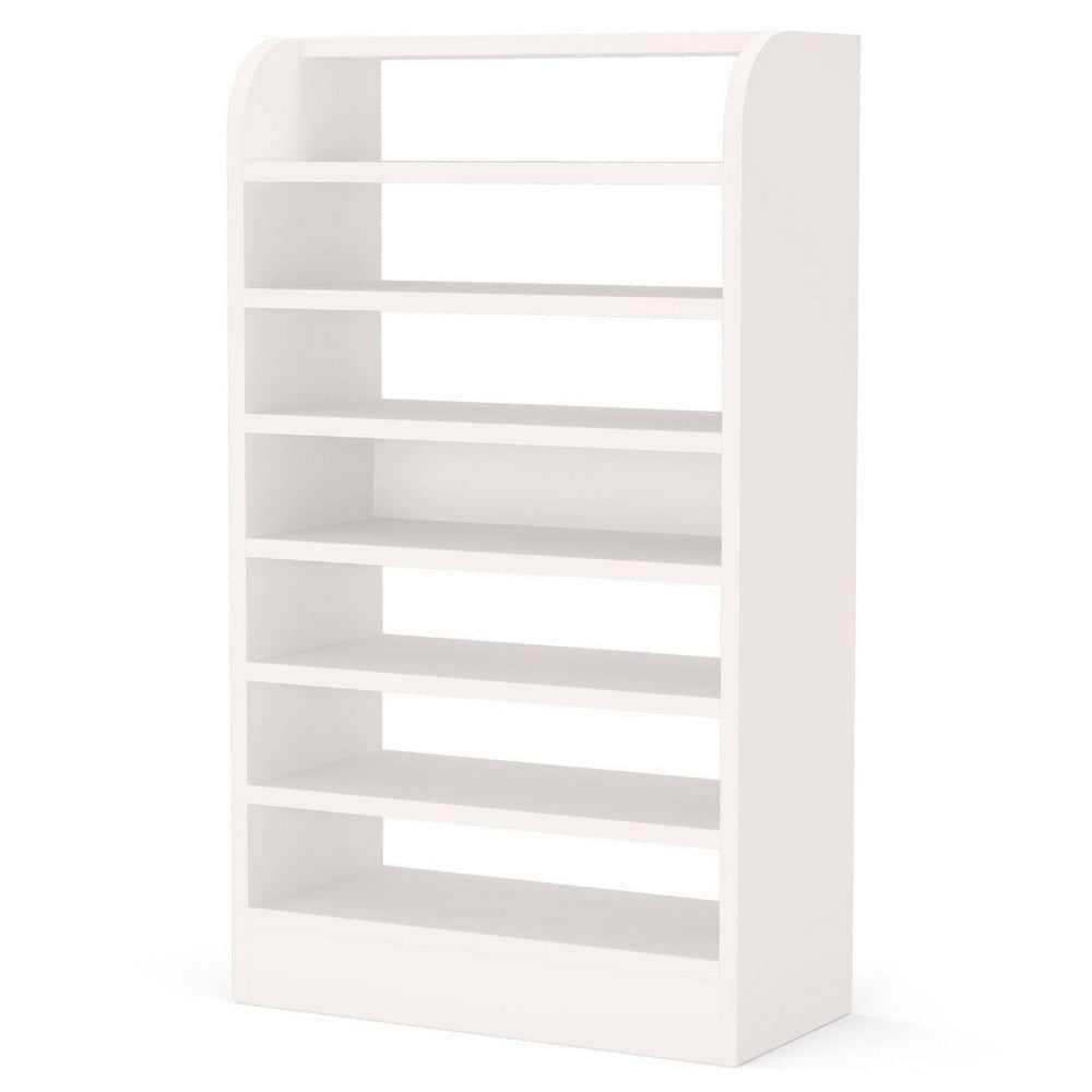 Shoe Rack with 8 Open Shelves and Storage Top | 26 x 47 White Wood BM336954