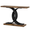 Meu Sofa Console Table | Sculpture Black Metal Base | 39’’ Brown Wood BM336957
