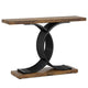 Meu Sofa Console Table | Sculpture Black Metal Base | 39" Brown Wood