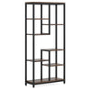 Industrial Art Bookshelf w 8 Open Shelves | 31" Vintage Black Metal