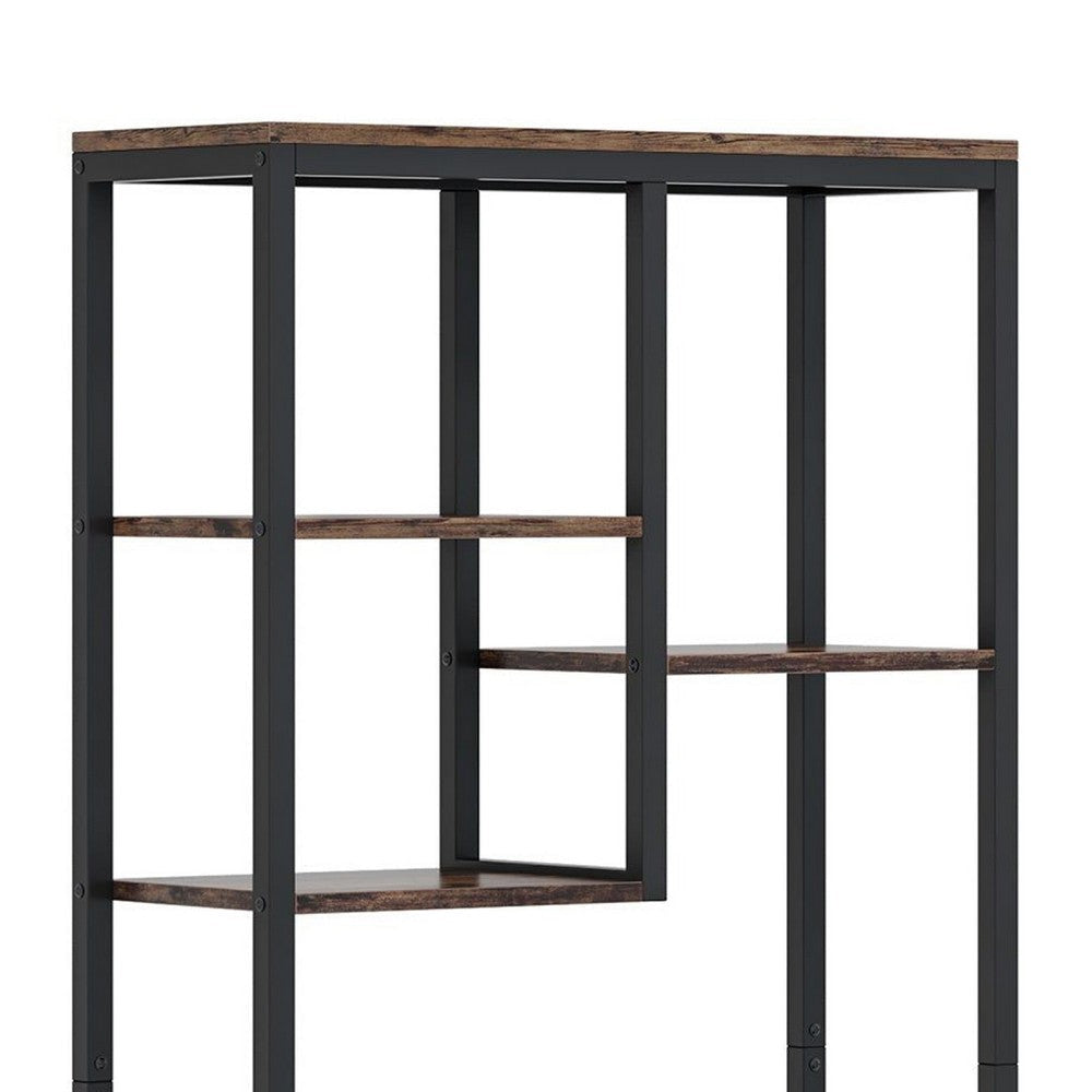 Industrial Art Bookshelf w 8 Open Shelves | 31’’ Vintage Black Metal BM336958