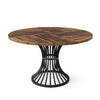 Farmhouse Dining Table | 47’’ Brown Top | Hourglass Black Metal Base BM336960