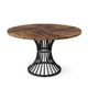 Farmhouse Dining Table | 47’’ Brown Top | Hourglass Black Metal Base BM336960
