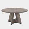 Farmhouse Dining Table | 47’’ Round Top | Modern Base | Warm Gray Wood BM336963