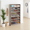 Freestanding Shoe Rack | 9 Tier White Display Shelves | Rustic Gray
