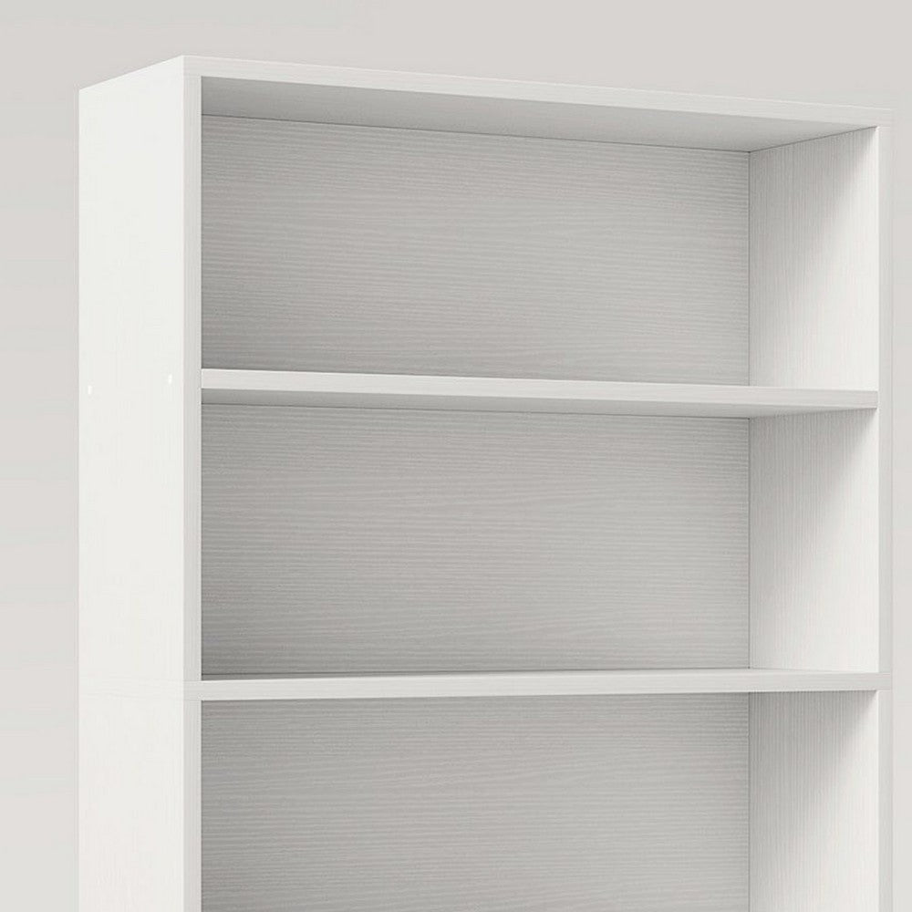 Modern Bookcase | Closed Back with LED Lights | 5 Shelves | White BM336965