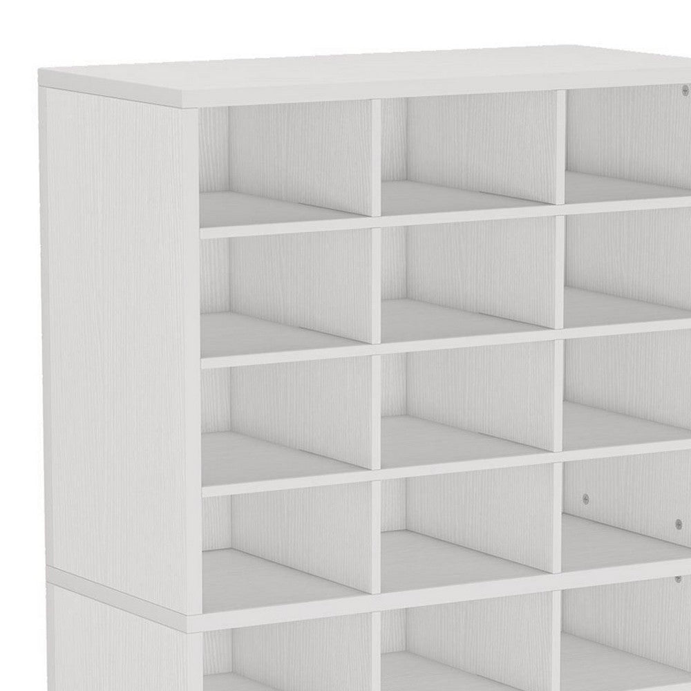 Freestanding Shoe Rack with 24 Cubbies and Shelf | 8 Tier Modern White BM336967
