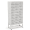 Freestanding Shoe Rack with 24 Cubbies and Shelf | 8 Tier Modern White