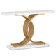 Meu Console Table | Curved Gold Metal Base | 39" White Faux Marble