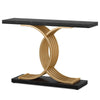 Meu Console Table | Curved Gold Metal Base | 39’’ Black Faux Marble