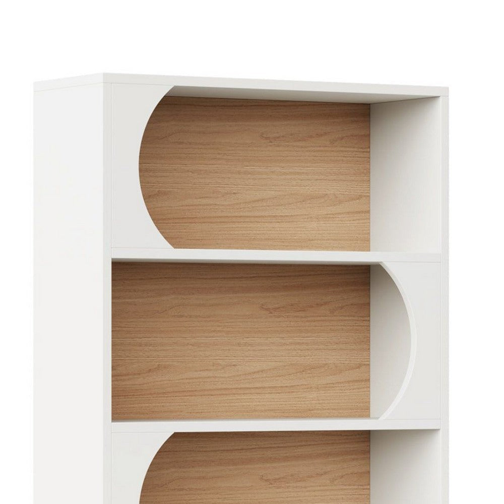 Etagere Bookcase w 5 Curved Display Shelves | Modern 71’’ White Wood BM336971