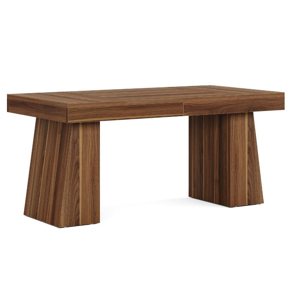 Executive Computer Desk | 55" Rectangular Top | Brown Angled Base