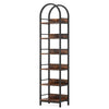 Meo Corner Bookshelf | 6 Shelves | Industrial Arched Black Metal Frame