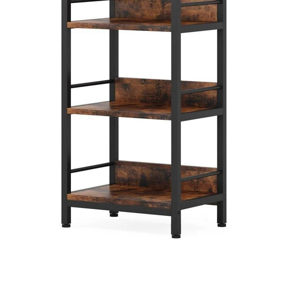 Meo Corner Bookshelf | 6 Shelves | Industrial Arched Black Metal Frame