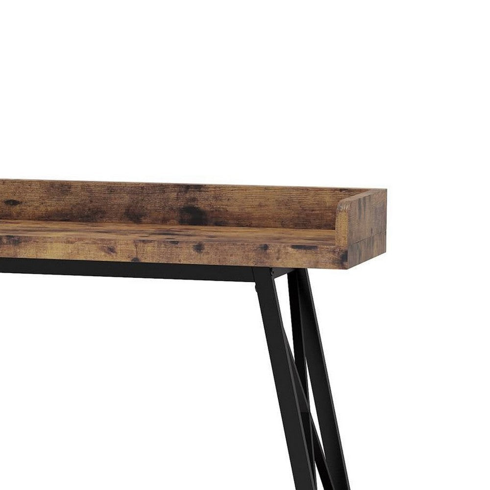 Industrial Sofa Console Table | 2 Tier Narrow | 71’’ Brown and Black BM336976