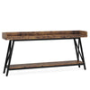Industrial Sofa Console Table | 2 Tier Narrow | 71" Brown and Black