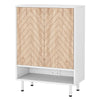Shoe Cabinet with 6 Shelves | 2 Brown Chevron Pattern Doors | White BM336978