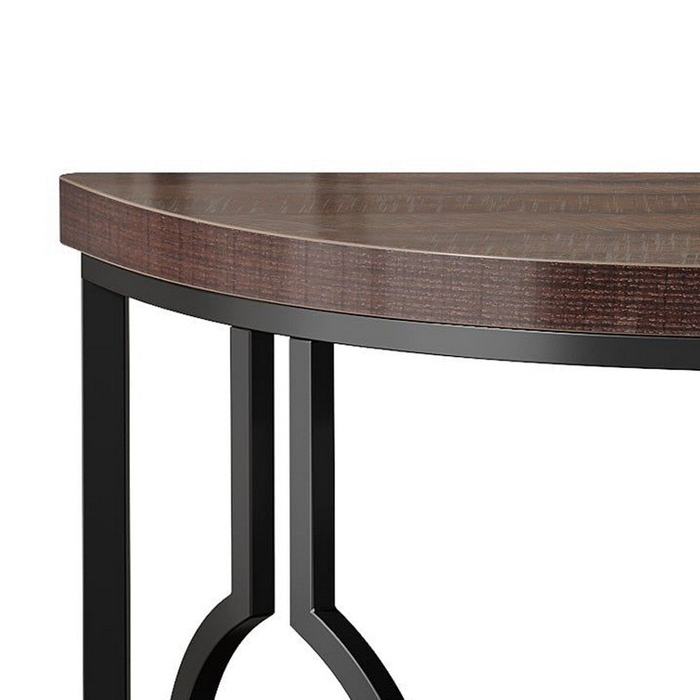 Accent Sofa Console Table | Geometric Black Metal | 43’’ Half Moon BM336979