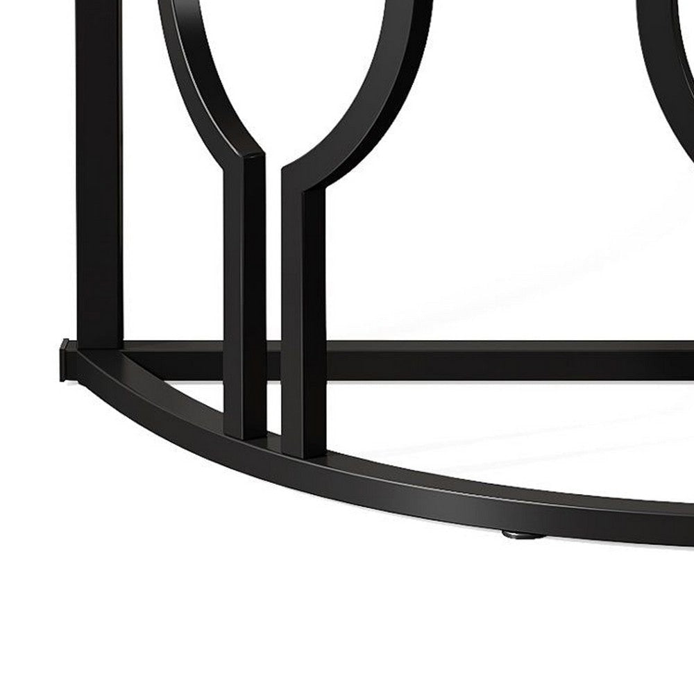Accent Sofa Console Table | Geometric Black Metal | 43’’ Half Moon BM336979