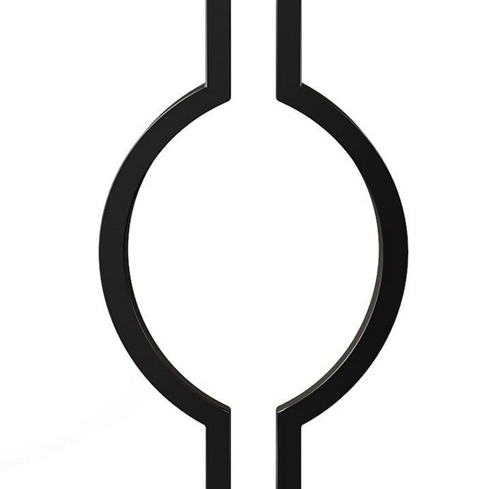 Accent Sofa Console Table | Geometric Black Metal | 43’’ Half Moon BM336979