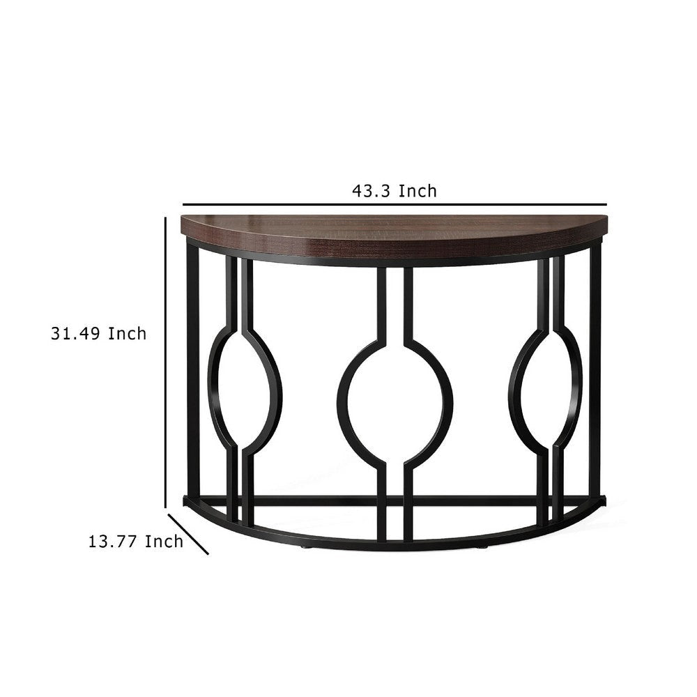 Accent Sofa Console Table | Geometric Black Metal | 43’’ Half Moon BM336979