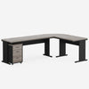 Executive Desk w File Cabinet and Reversible L Setup | 83" Gray