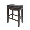 Feine Counter Stool Set of 2 | Gray Faux Leather Saddle Seat | Brown BM336982