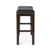 Feine Counter Stool Set of 2 | Gray Faux Leather Saddle Seat | Brown