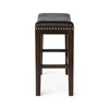 Feine Counter Stool Set of 2 | Gray Faux Leather Saddle Seat | Brown BM336982