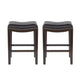 Feine Counter Stool Set of 2 | Gray Faux Leather Saddle Seat | Brown