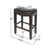 Feine Counter Stool Set of 2 | Gray Faux Leather Saddle Seat | Brown