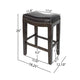 Feine Counter Stool Set of 2 | Gray Faux Leather Saddle Seat | Brown