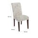Dining Chair Set of 2 | Beige Linen Rolled Back | Dark Brown Hardwood