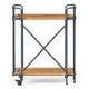 Elinsa Kitchen Bar Cart | Industrial Black Iron | Brown Wood | 33"