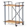 Elinsa Kitchen Bar Cart | Industrial Black Iron | Brown Wood | 33"